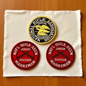 Vintage NRA Shooting Patch Set-3pc-Junior Division-Embroidered-Rifle Club-Annual